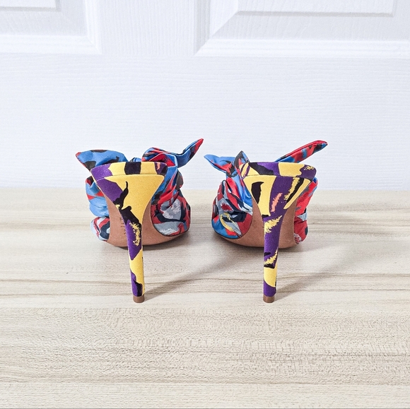 Schutz X Adriana Lima Floral Satin Twist Knot Mule Sandals Size 39/9 - Picture 9 of 10